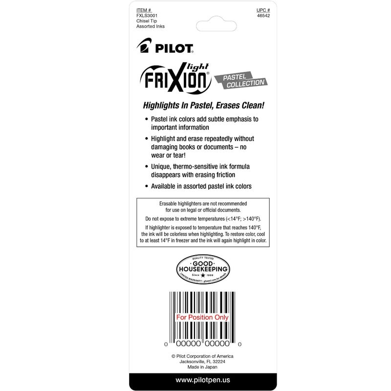 PILOT بايلوت، فريكسون لايت باستيل أقلام تمييز قابلة للمسح، طرف مائل، عبوة من 3، أصفر باستيل، أخضر وبنفسجي - Image 3